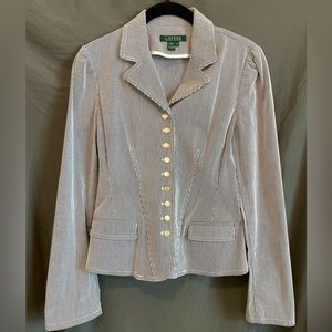 Vintage Lauren Ralph Lauren Vertical Stripe Structured Women’s Blazer 9 Buttons